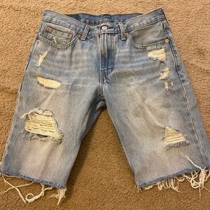 Levi's Light Blue Distressed Jean Shorts